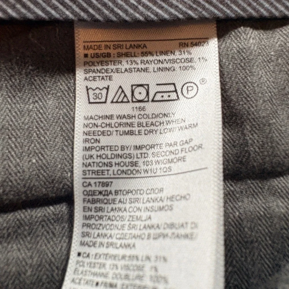 Banana Republic Plaid Dress Pants Mens 38x34 Slim Fit Grey Linen Blend Trousers
